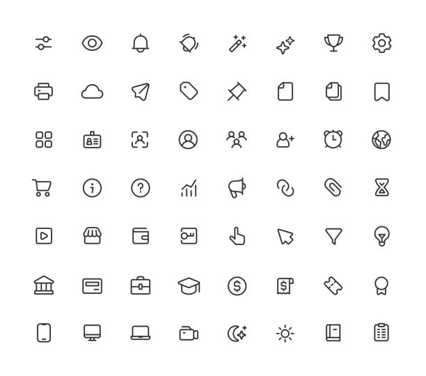małe ikony linii interfejsu użytkownika. edytowalny obrys. - graficzny interfejs użytkownika stock illustrations