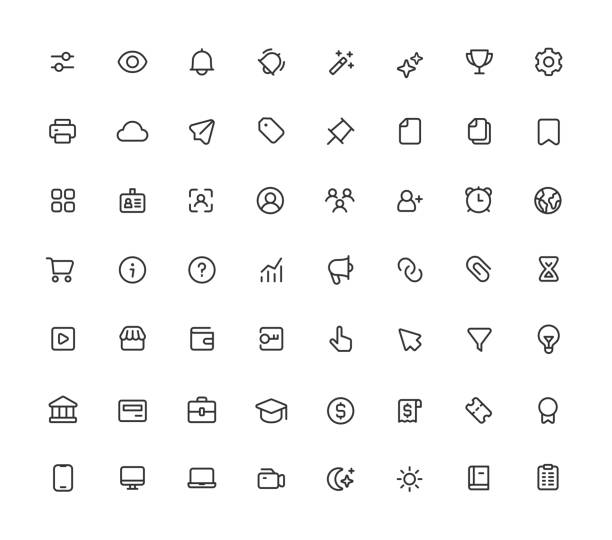 small user interface line icons. editable stroke. - güneş videolar stock illustrations