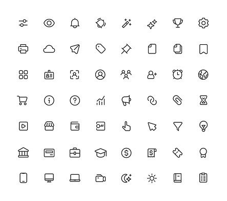 Small User Interface Line Icons. Editable Stroke.