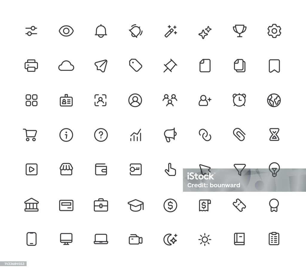 Small User Interface Line Icons. Editable Stroke. Icon Symbol stock vector Small User Interface Line Icons. Editable Stroke. Icon Symbol stock vector