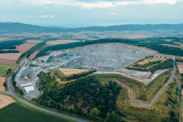 istock View from a height of an open stone quarry, building stone mining, granite 1433691480