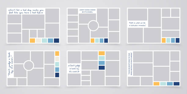 kuvapankkikuvitukset aiheesta valokuvakollaasi malli. moodboardissa. kuvaruudukkojen joukko. vektorikuva. - tunnelmataulu