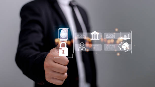 istock Concept of cyber security digital technology, business people use fingerprints to access personal cybersecurity, keeping users' personal information safe, secure internet access 1433700921