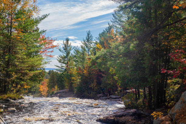 istock Duchesnay Falls Trails - Water flowing down Rocks 1433713879