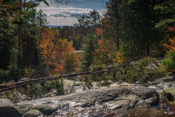 istock Duchesnay Falls Trails - Water flowing down Rocks 1433715202