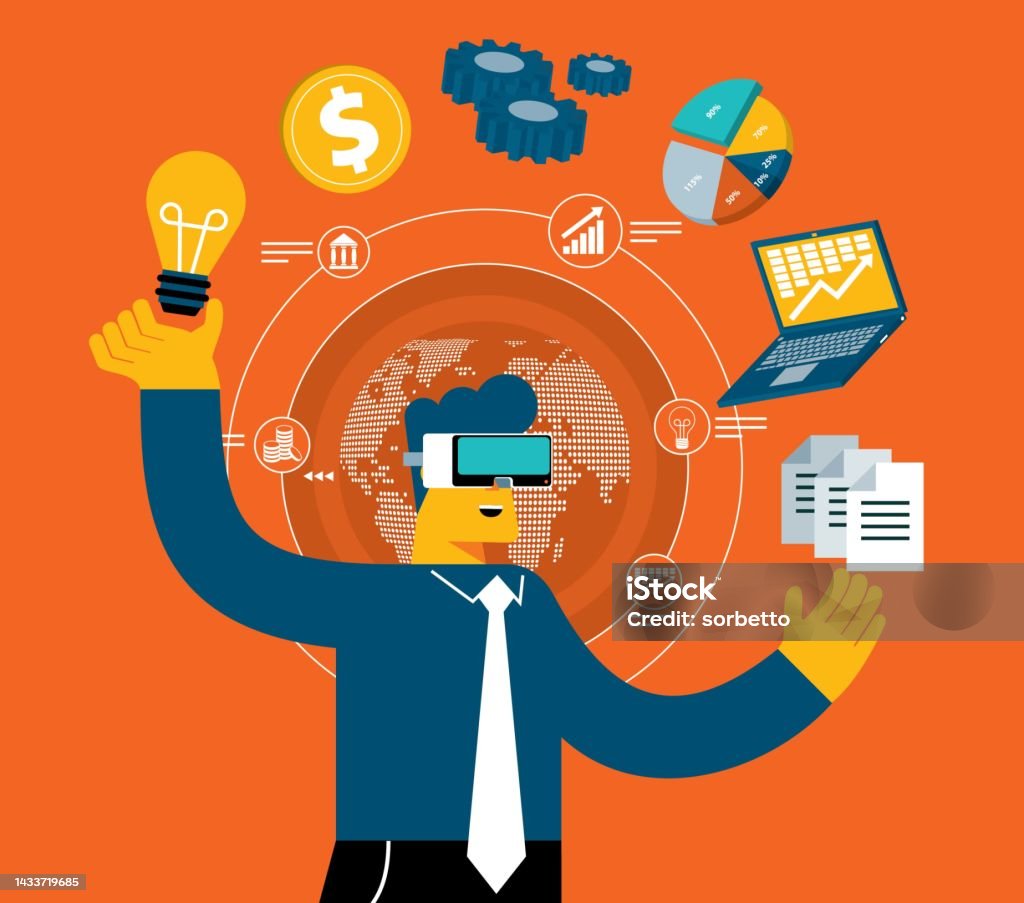 Metaverse Multitasking Metaverse And Future Digital Technology Stock Illustration - Download ...