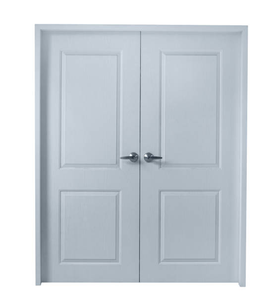 istock wooden door isolated on white background,clipping path 1433724109