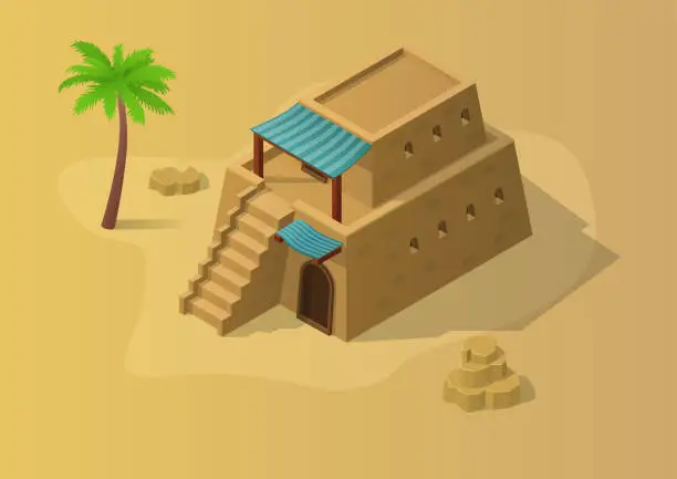 Vector illustration of Isometric traditional arabic house