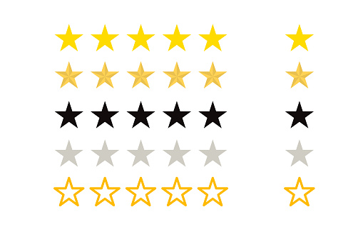 Set of different five star rating icons.