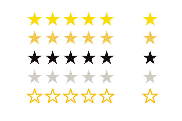 Set of different five star rating icons. Set of different five star rating icons. luxury hotel stock illustrations