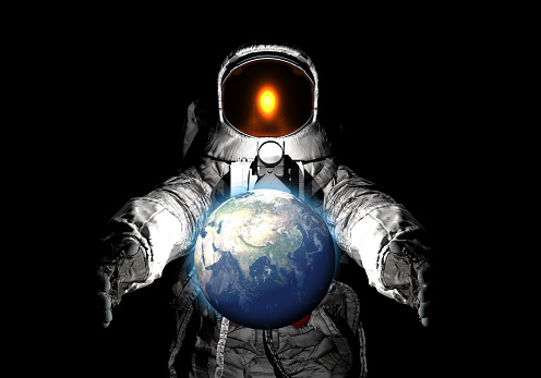 3D illustration of astronaut\nCreated with 3DCG software