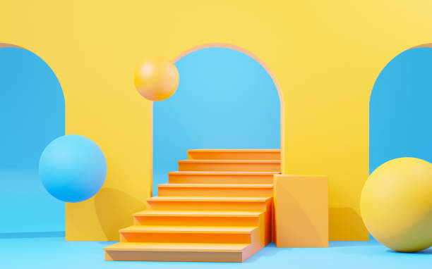 istock 3d render abstract display podium platform for  product presentation and advertising. Minimal scene backdrop with clean design. Vacant pedestal for mock up. Empty stage with pastel color for cosmetic. 1433737569