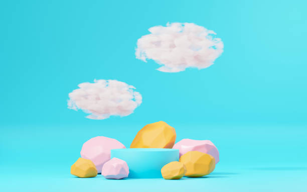 istock 3d render abstract display podium platform for  product presentation and advertising. Minimal scene backdrop with clean design. Vacant pedestal for mock up. Empty stage with pastel color for cosmetic. 1433738033