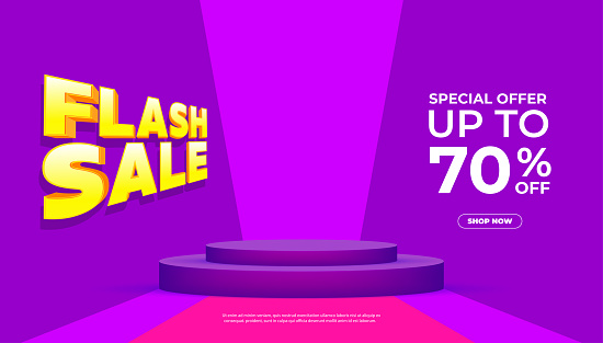 Flash sale banner template. Layout for online shopping, product, promotions, website and brochure. Vector Illustration.