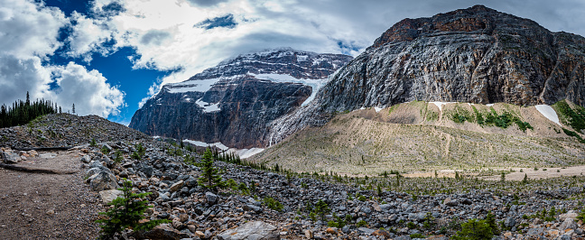 Panorama of the Glacier Trail at Mt. Edith Cavell in Jasper National Park, Alberta