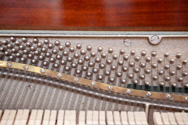 istock The inside of the piano is without a lid. Strings, hammers and parts 1433745624