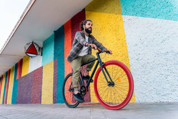 istock Cool Man Riding Bike 1433746898