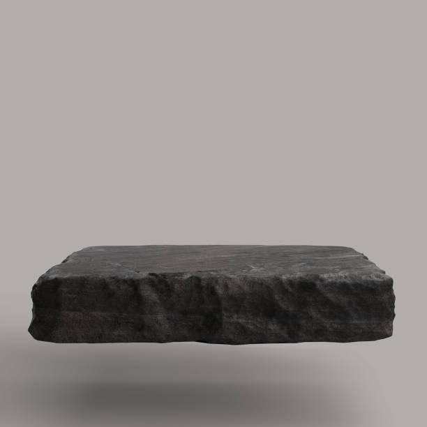 istock Flying stone podium for product demonstration. 3d illustration 1433751676