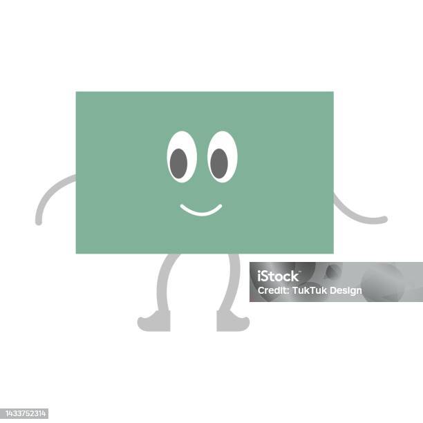 Rectangular Charcater Rectangle Cartoon Geometric Shape For Kids To Learn Basic Math ...
