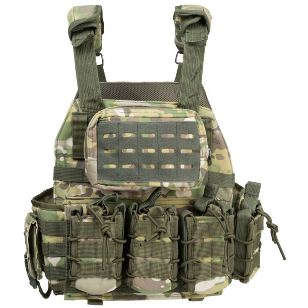 istock Bullet-proof vest or military unloading vest, frontal arrangement, on a white background 1433754040