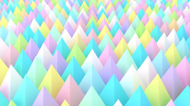istock 3d pyramids pastel background. Trendy wallpaper. Calm pastel colors. Modern 3d illustration. Abstract. Spikes abstract. Sharp objects. 1433754121