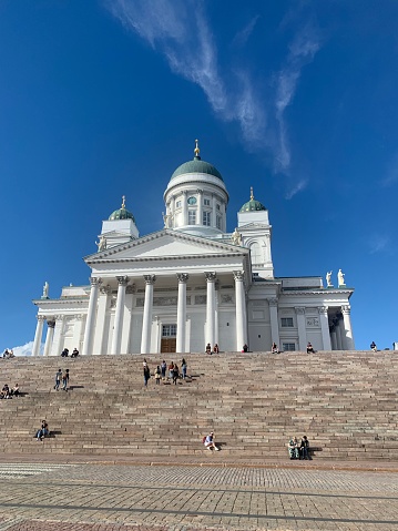 Helsinki’s grand white Lutheran cathedral on a hot and sunny August afternoon