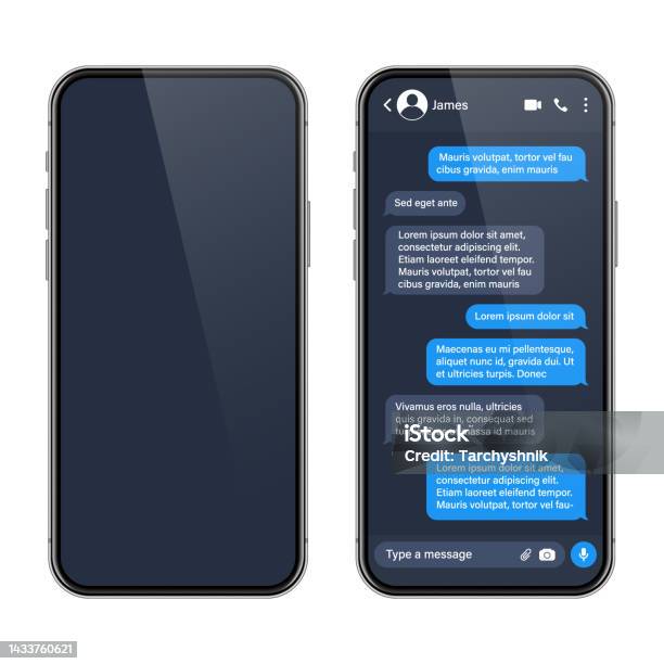Realistic Smartphone With Messaging App Sms Text Frame Conversation ...