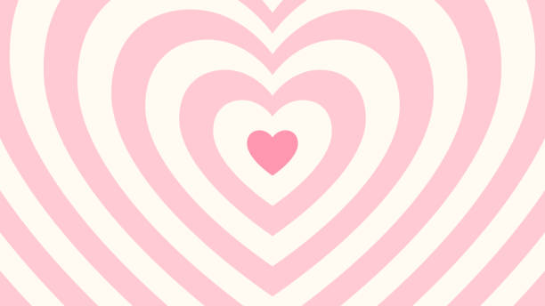 ilustrações de stock, clip art, desenhos animados e ícones de groovy background. tunnel of concentric hearts. romantic cute illustration. trendy girly preppy design. - heart