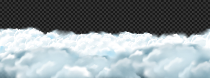 Realistic isolated cloud sky for template decoration covering on transparent vector background.