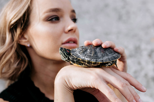 the girl with the turtle