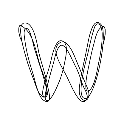 W Line Draw Continuous Thin Line Letter W Vector Illustration Alphabet Symbol With ...