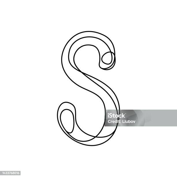 S Line Template Vector Continuous Thin Line Letter S Vector Illustration Alphabet Symbol With ...