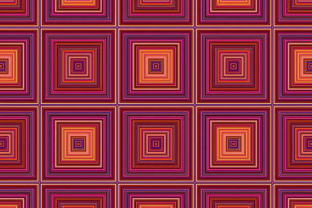 Motley geometric motif squares pattern simple line shape abstract background. 3d effect.