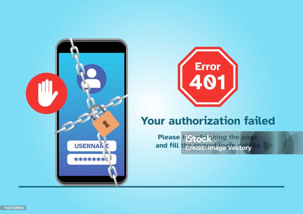 401 Image Website Error 401 Authorization Required Stock Illustration - Download ...