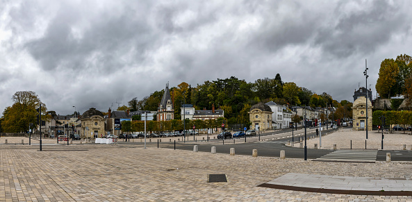 Tours, France, October 25, 2020: View of the Avenue de la Tranchée in this town under autumn cloudy sky.