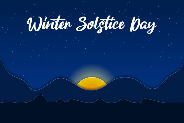 winter solstice day. papercut postcard winter solstice day. papercut postcard winter solstice  stock illustrations