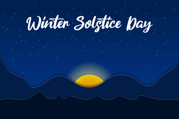 winter solstice day. papercut postcard winter solstice day. papercut postcard winter solstice stock illustrations