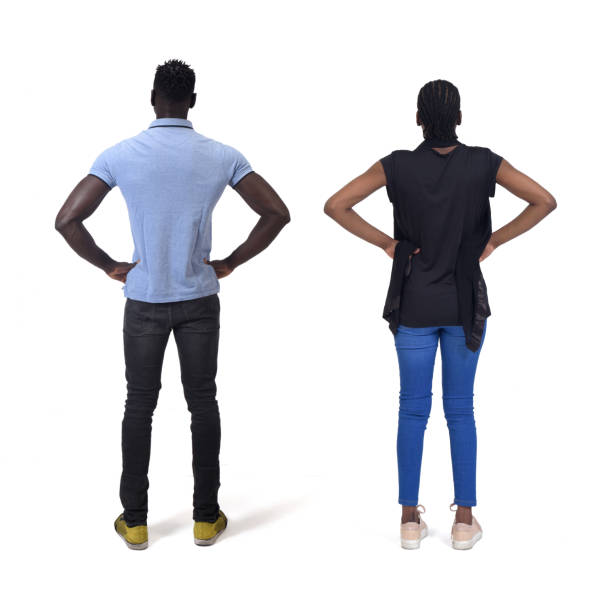 istock rear view of a couple standing over white background 1433771653