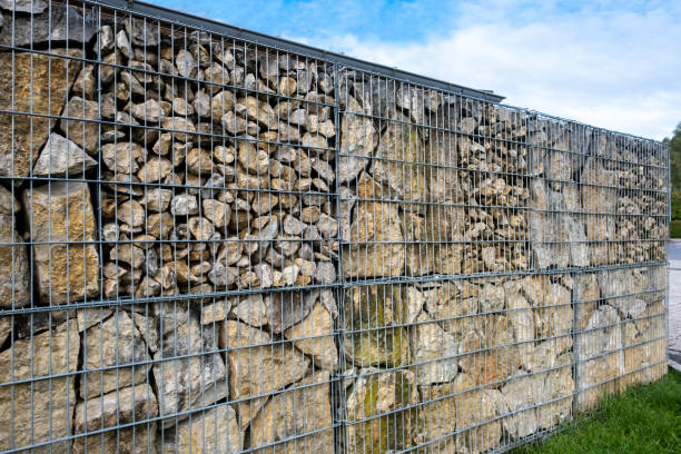 istock Rock and wire gabions used as retaining walls 1433779597