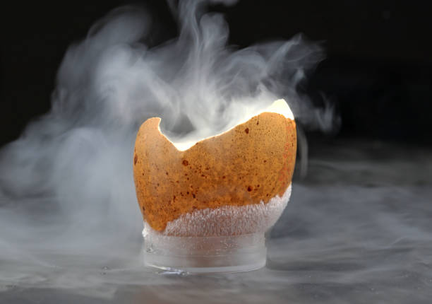 The experiment with a chicken egg from which smoke comes out