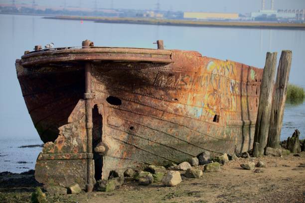 istock Boat wrecks at riverside. Taken 22-9-22. 1433784510