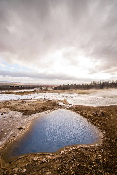 istock Vertical shot of a puddle in the plain on a cloudy day 1433785775
