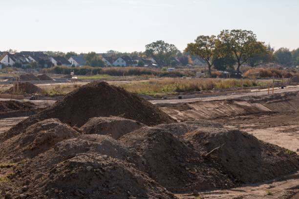 istock Excavated land being prepared for construction for a new building 1433788091