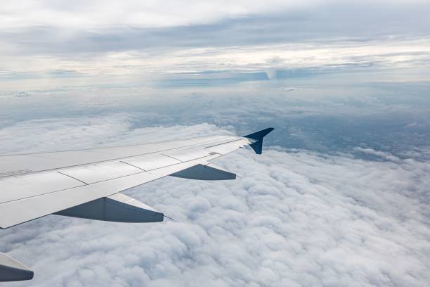 istock The plane was flying above the clouds 1433788951