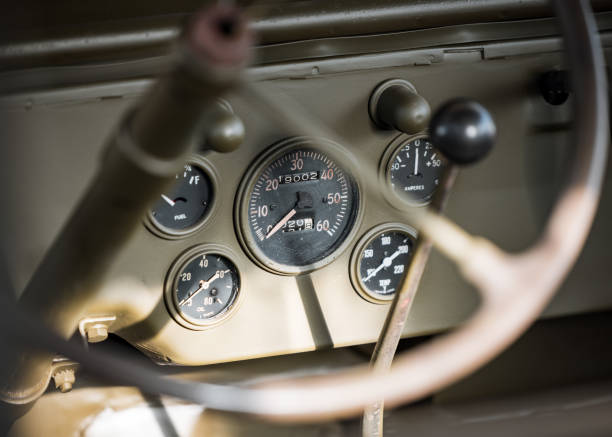istock WW2 old US 70 year old jeep speed dial dashboard 1433793568