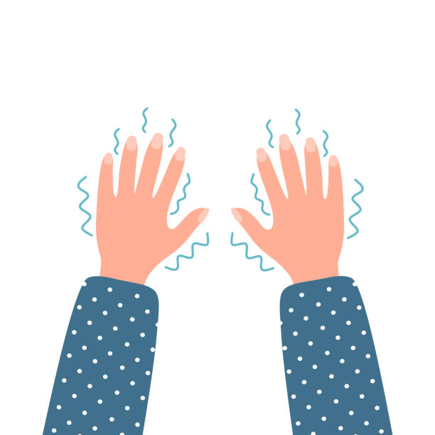 Hand tremor concept vector illustration. Shivering hands from fear or cold in flat design on white background. vector art illustration