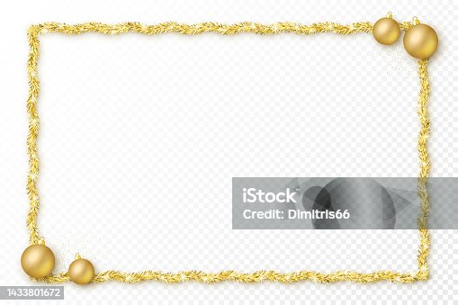 istock Tinsel festive frame. Christmas and New Year template with copy space. 1433801672