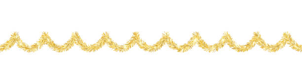 istock New Year and Christmas decoration. Seamless tinsel garlands. 1433801826
