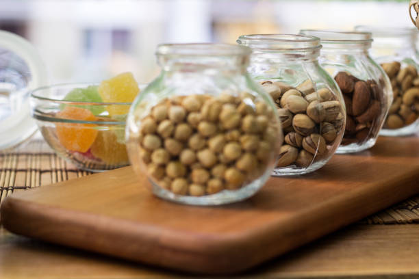 Mixed nuts healthy organic food in a jar