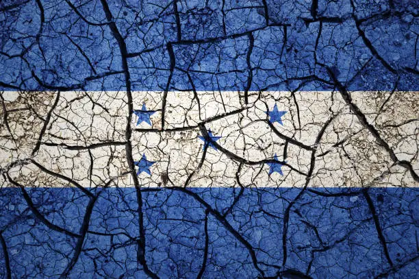 Photo of Dry soil pattern on the flag of Honduras.